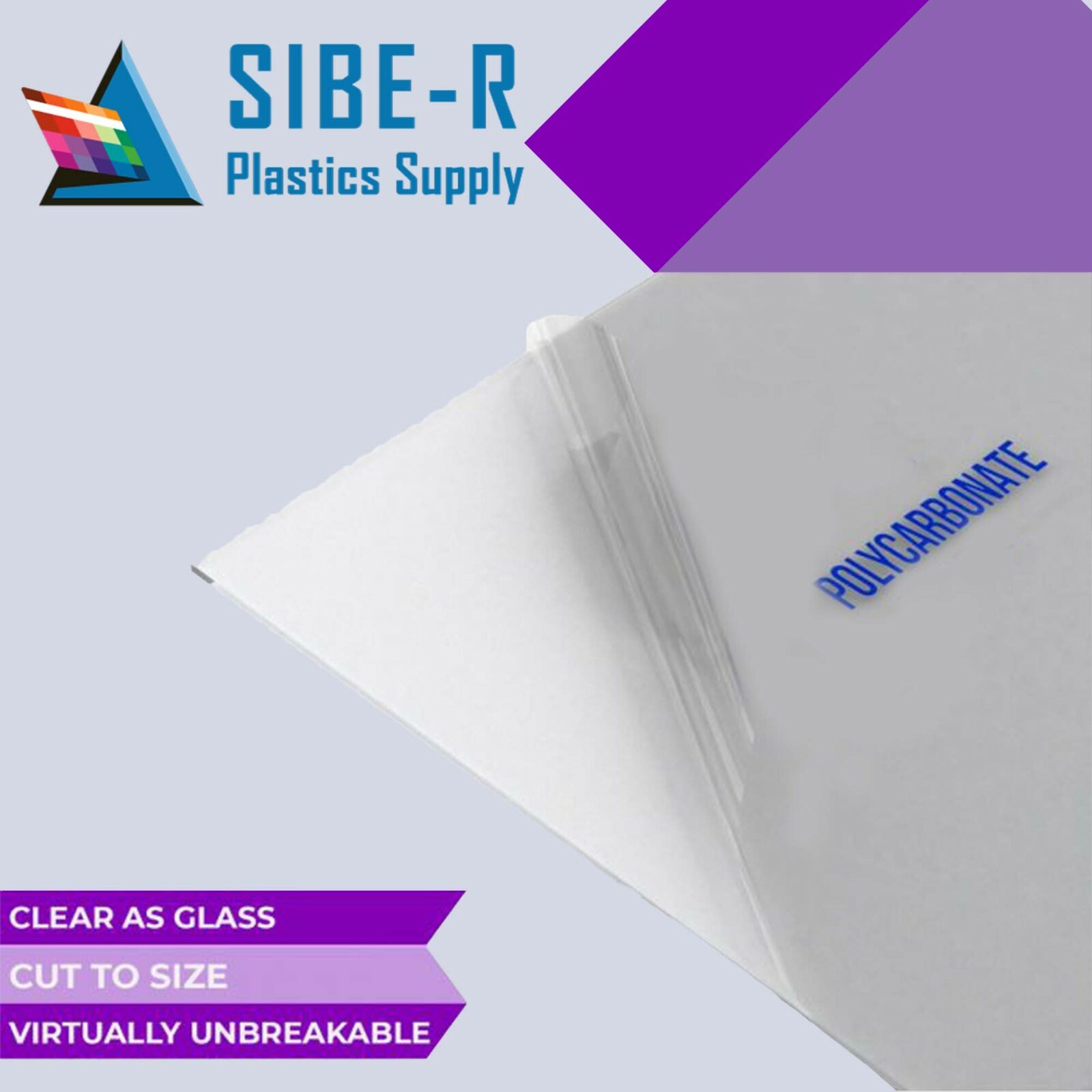 GP Polycarbonate Plastic Sheet-1/8″ thick (3mm)-Clear-Pick Your Size