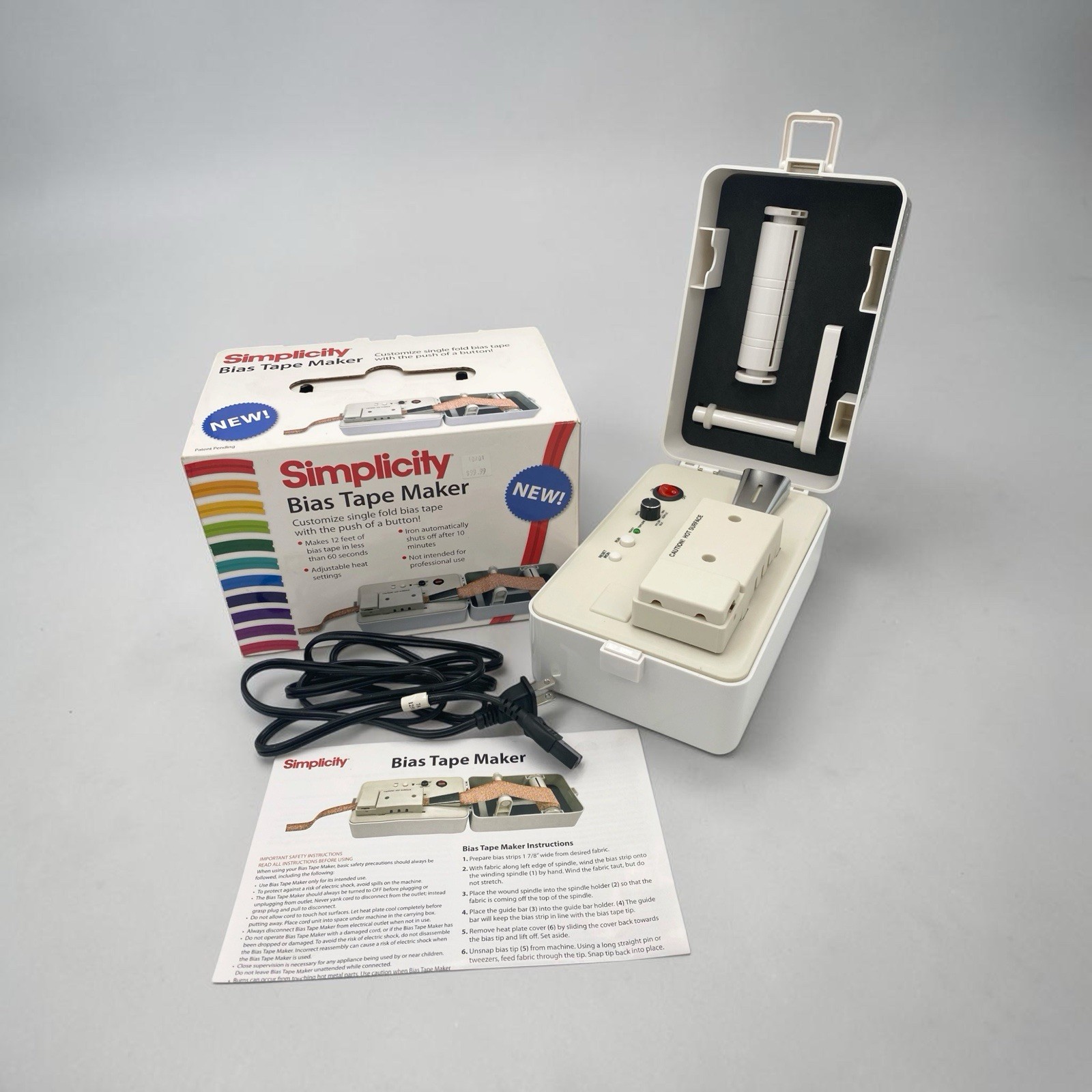 Simplicity Bias Tape Maker Single Fold Machine 881925 3/4″ Tip Tested