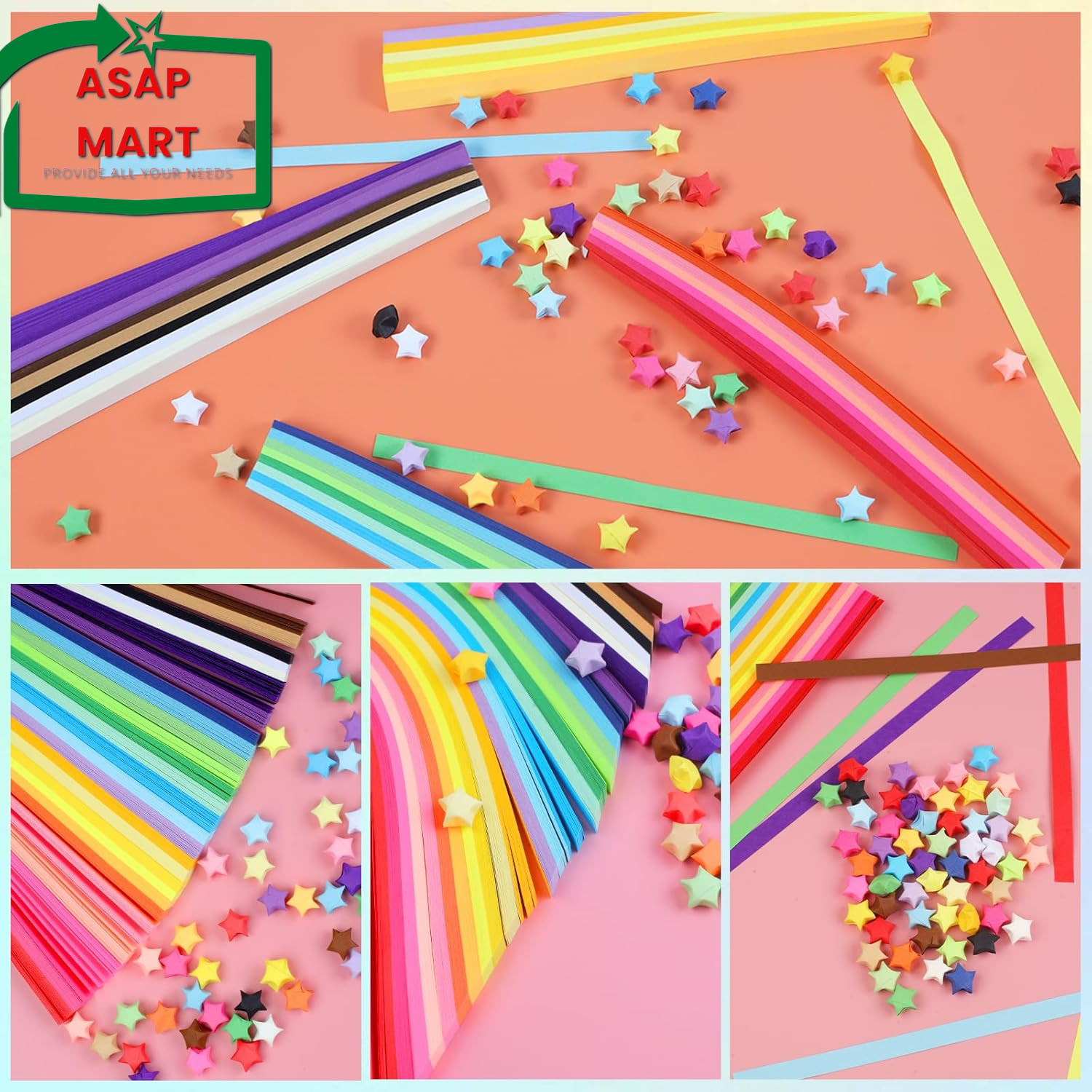 Phinus 2060 Sheets Origami Paper, 27 Assortment Colors Paper Star Strips, Star P