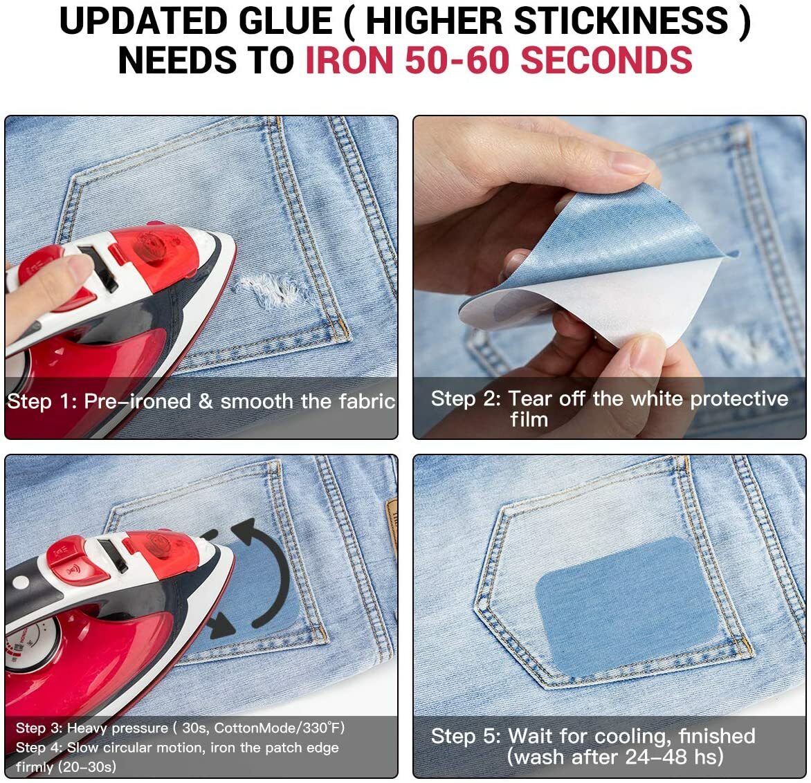 Iron on Patches for Clothing Repair 20PCS Jeans Denim Patches Kit 3″ by 4-1/4″