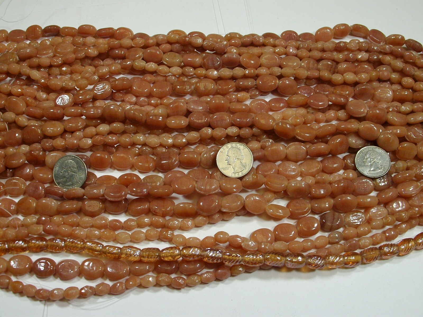 2 Pounds India Handmade Peach Color Assorted Shapes and Sizes Glass Beads (LX-3)
