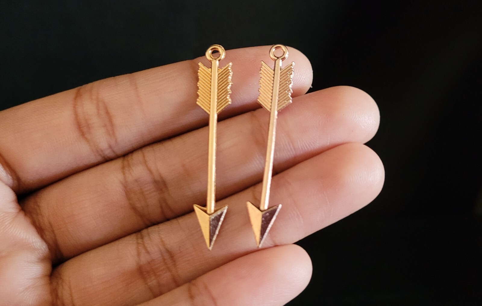 2 Arrow Charms Rose Gold Tone Pendant Necklace Earrings Bracelets Jewelry Making