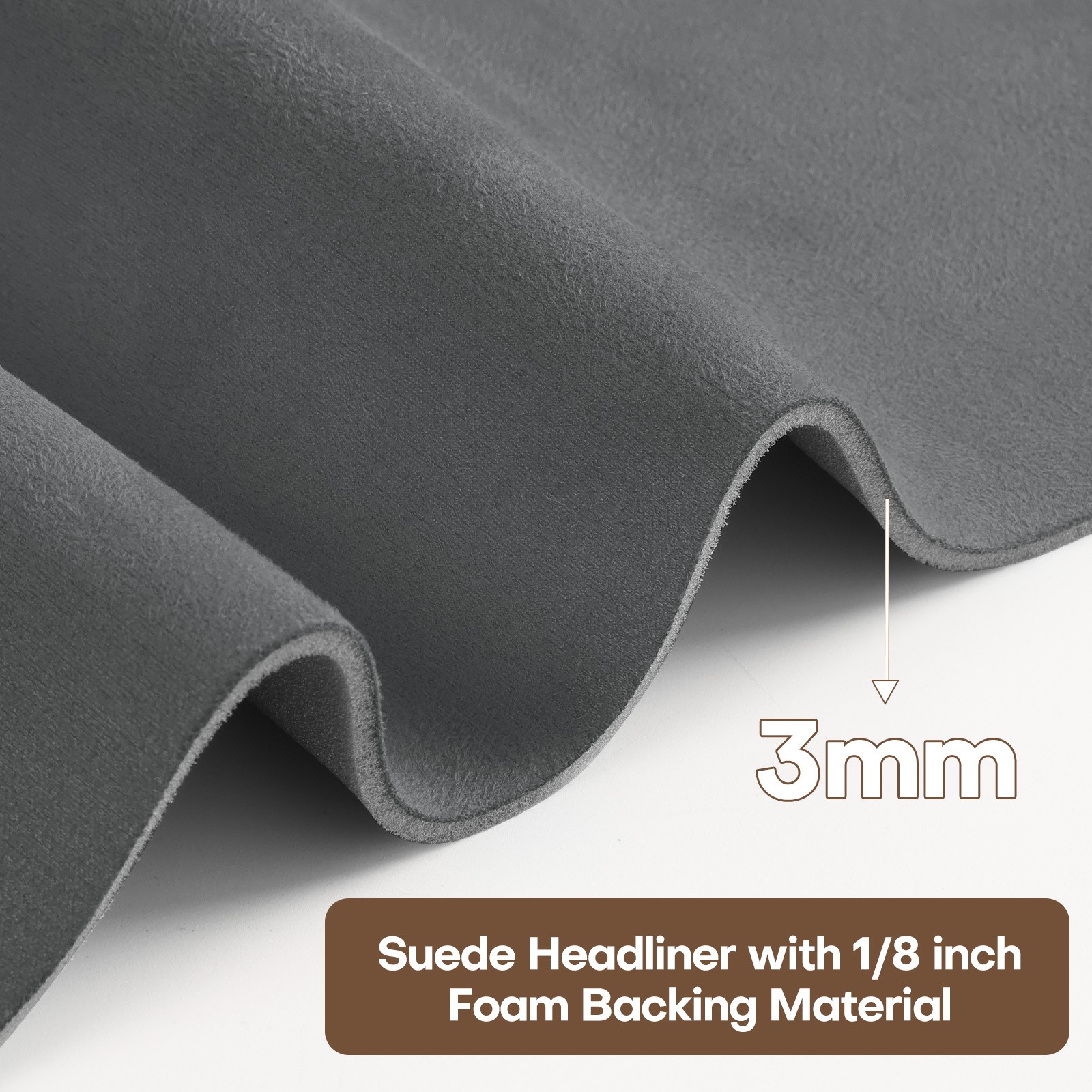1/8″ Thick Suede Headliner Fabric Foam Back Auto Roof Repair Upholstery Material