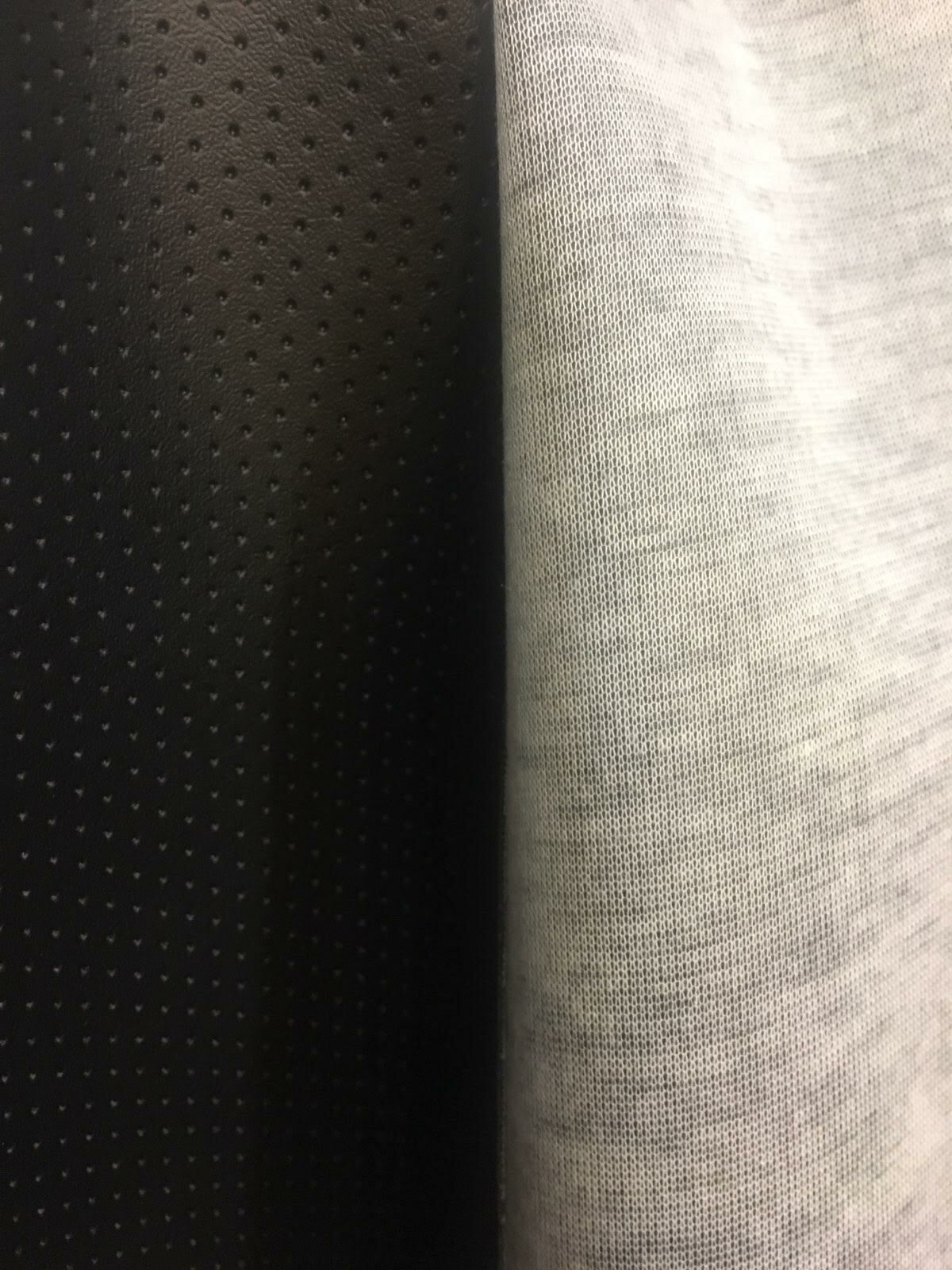 SEMI PERFORATED BLACK faux leather vinyl commercial grade upholstery 54″ Wide