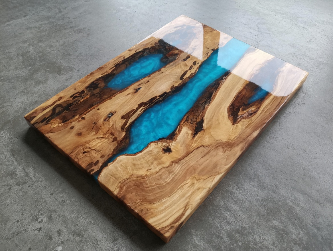Burl Olive Wood Slab for DIY Epoxy River Table, Project Ready for Epoxy Resin