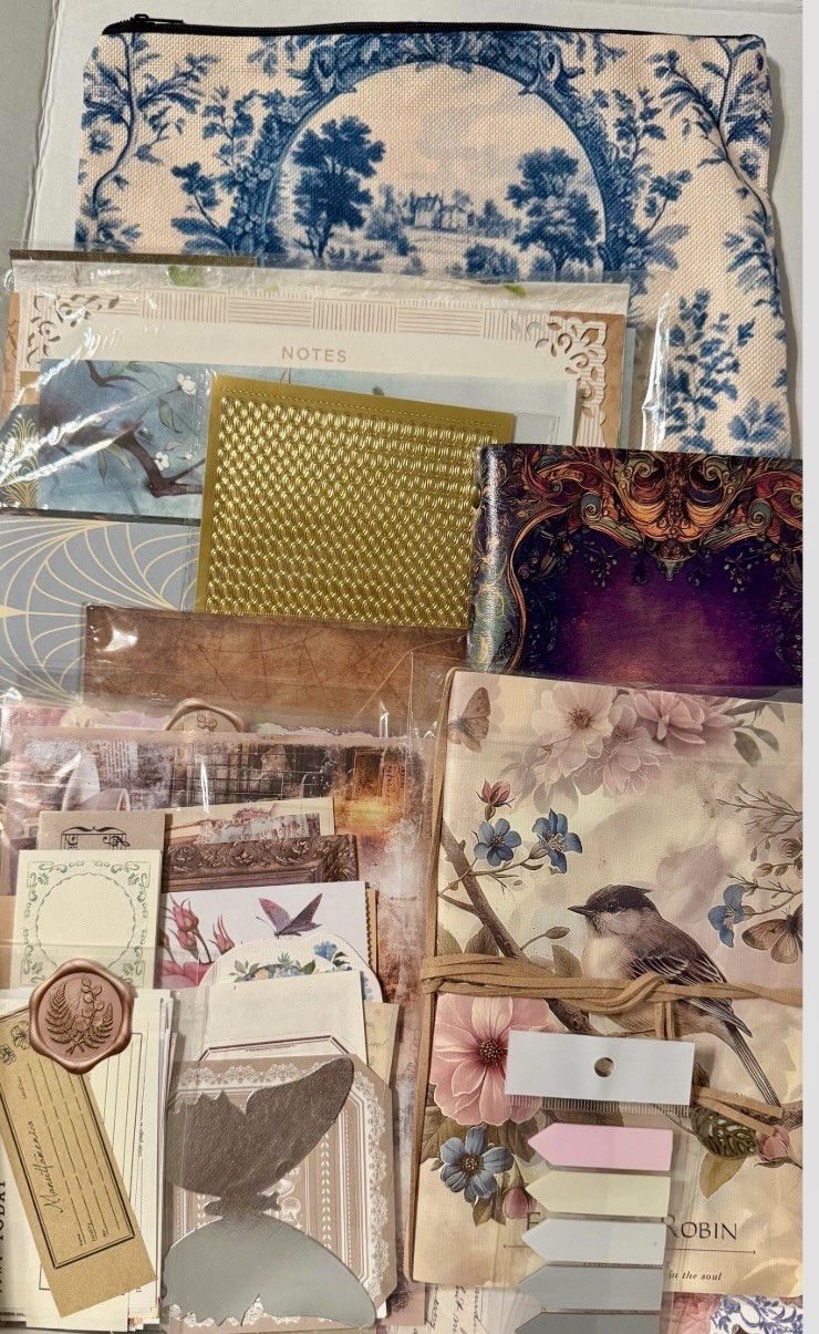 Junk Journal Kit Vintage Ephemera Box Scrapbook Paper Stickers Washi Craft