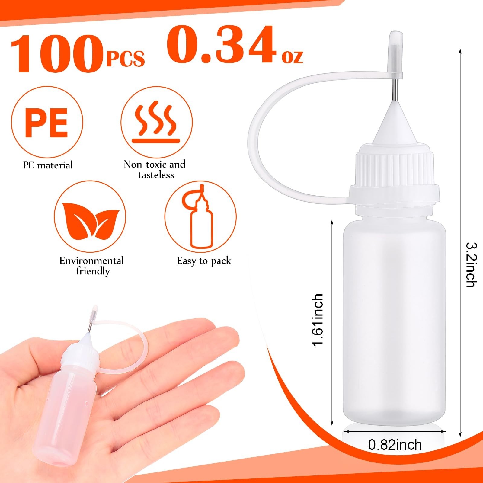 100 Pcs 10 ML Mini Metal Applicator Bottles for DIY Crafts, Glue, Painting, Art