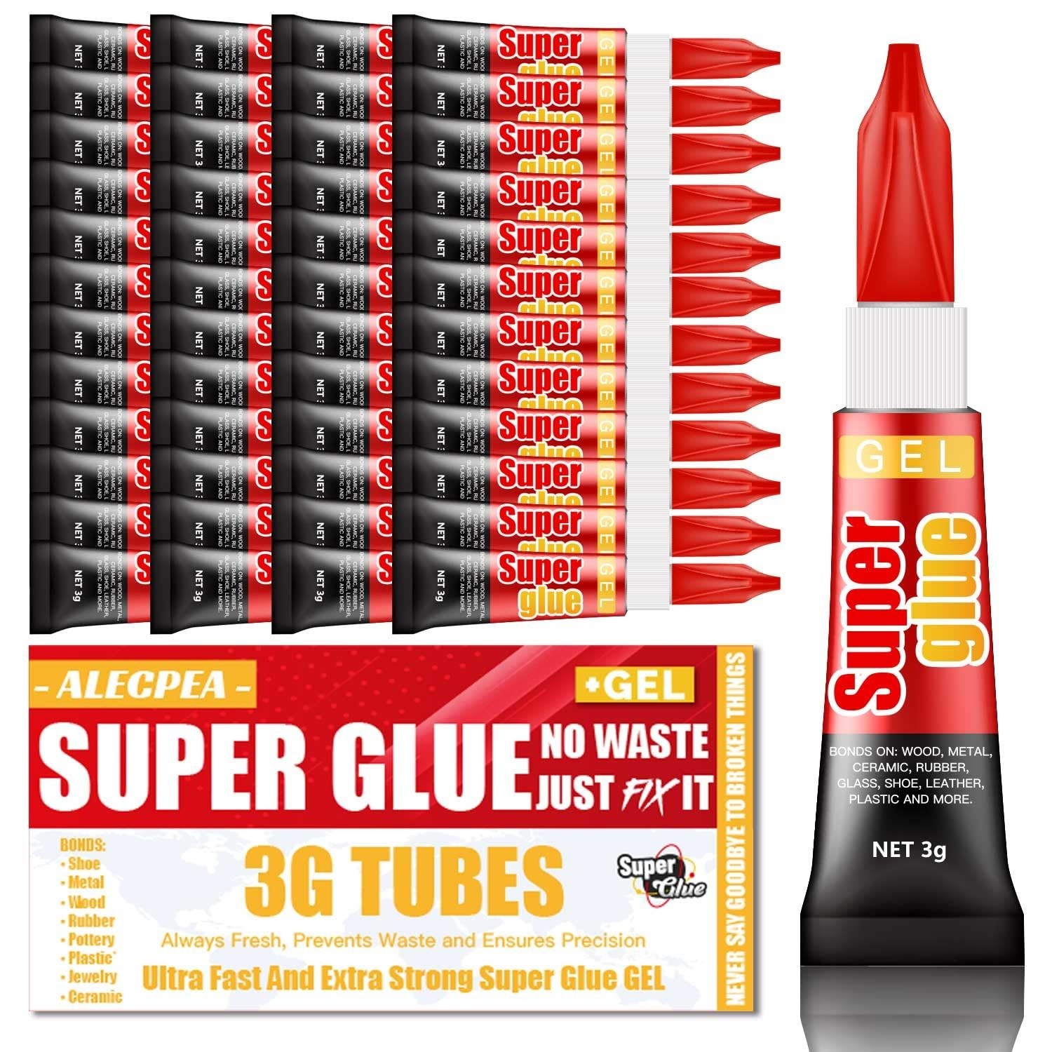 48-Pack Super Glue Gel – Fast Drying, Thick Adhesive for Plastics, Crafts, Metal
