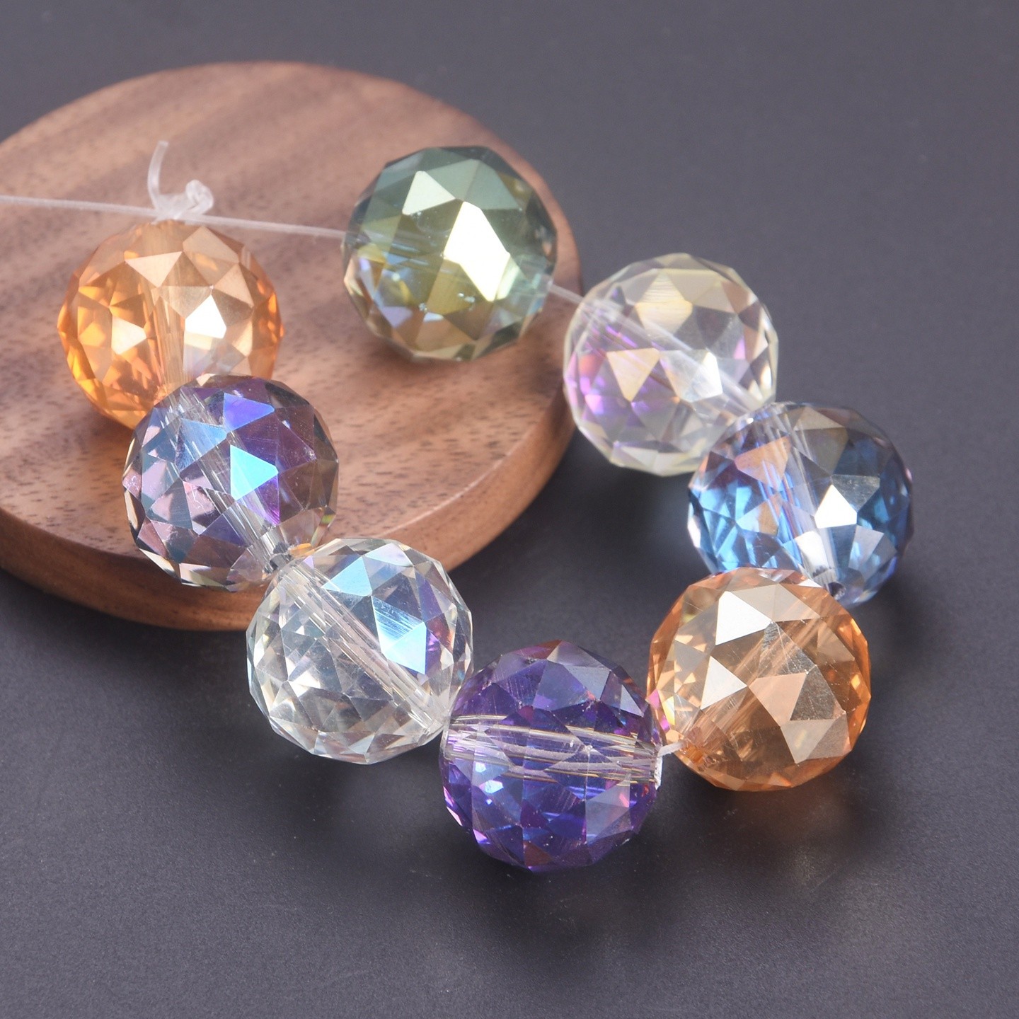 20mm Round Faceted Crystal Glass Loose Ball Crafts Beads for Jewelry Making