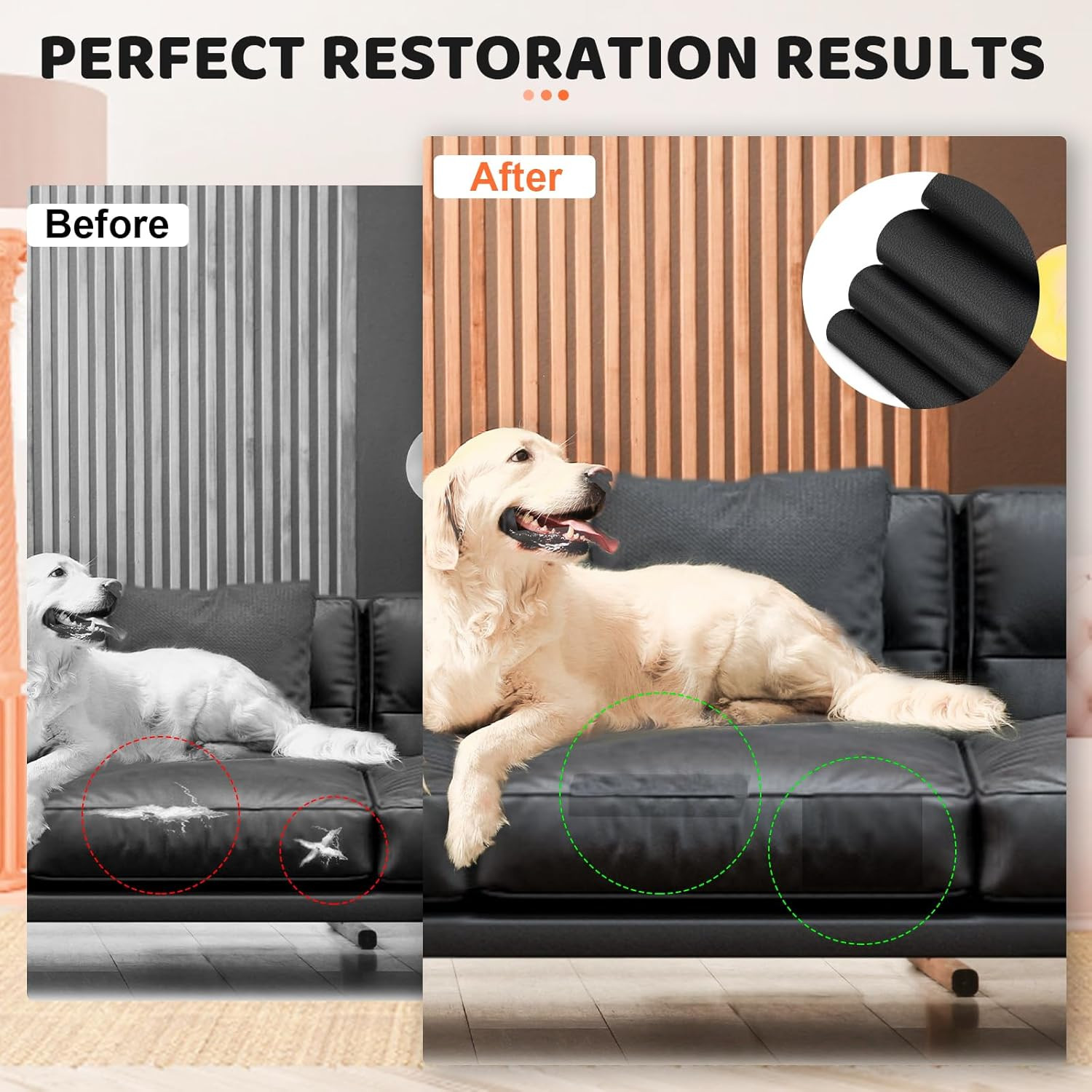 Black Leather Repair Tape Kit, 4×63 in Repair Kit for Furniture, Car Interior, C