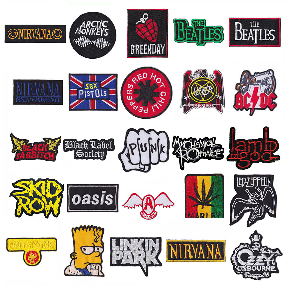 Wholesale Lot Rock Music Mix Band Sew Iron On Embroidery Applique Patch Random
