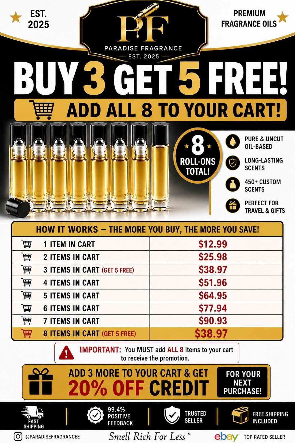 10ML Premium Luxury Body Oil Women Custom Fragrance Roll-on (add All 10 In Cart)