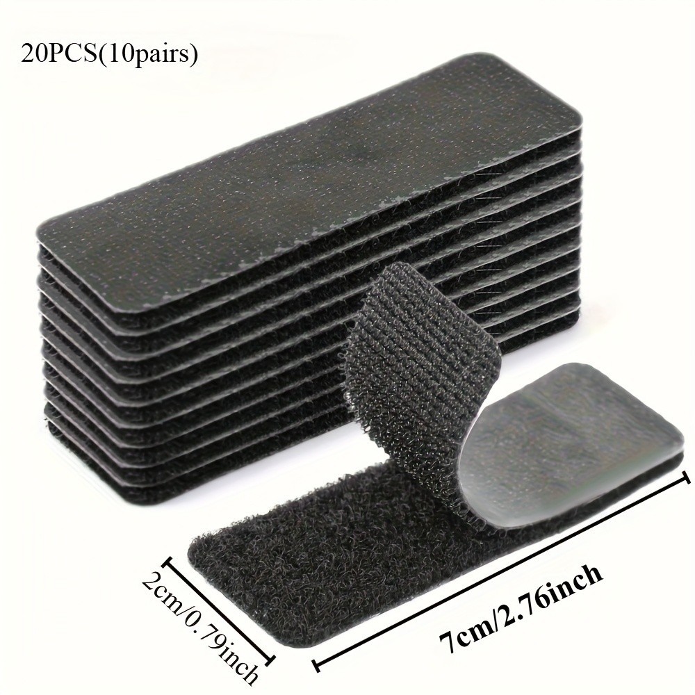 30Pcs Self Adhesive Hook Loop Strips Black Heavy Duty Sticky Back Tape Fastener