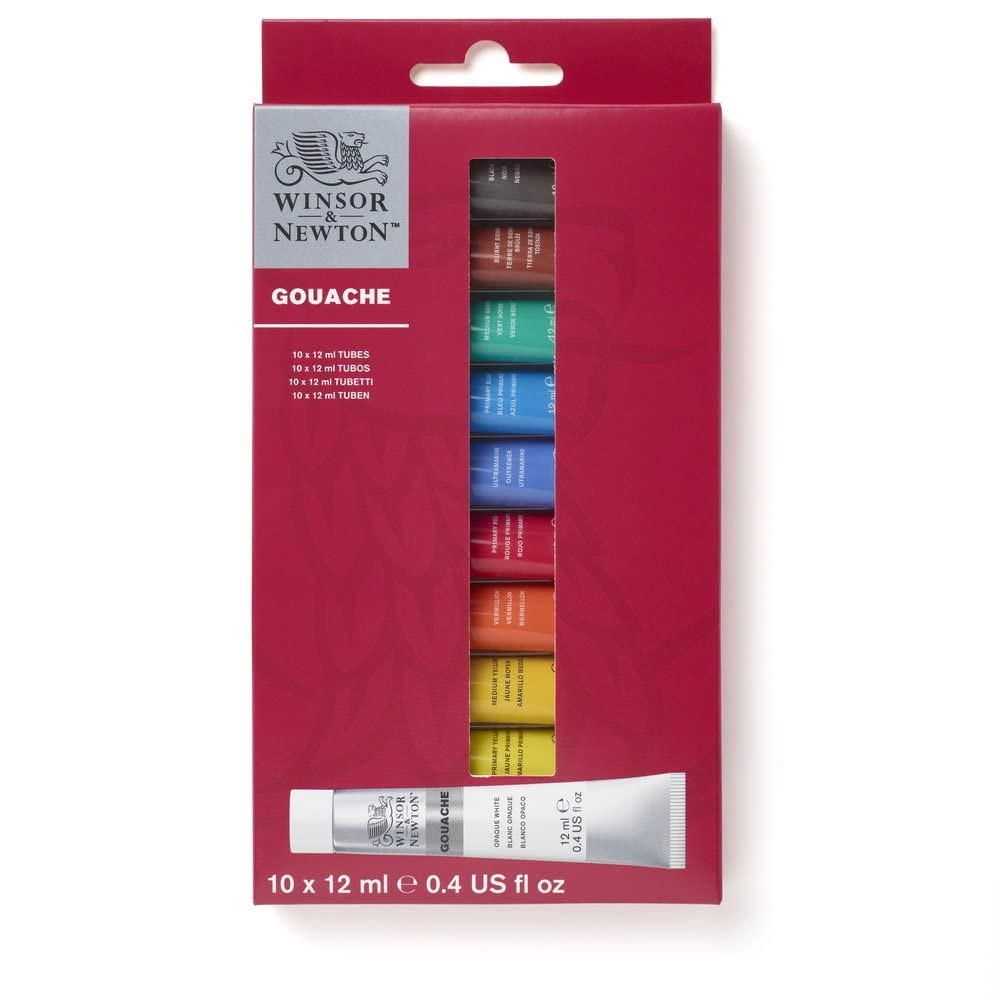 Gouache Paint Set 10 Colors 12ml Opaque Matte Finish Art Supplies