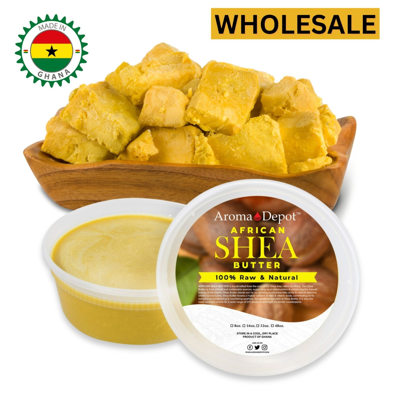 100% Raw African Shea Butter Unrefined Natural Organic Pure YELLOW Wholesale