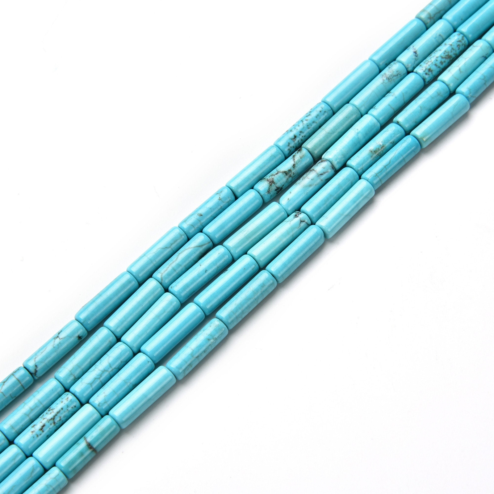 Blue Turquoise Round Tube Beads 4x13mm 15.5″ Strand