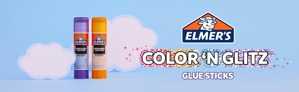 Elmer’s Color ‘n Glitz Glue Sticks, Washable, Assorted Colors, 24 Count (6 Packs