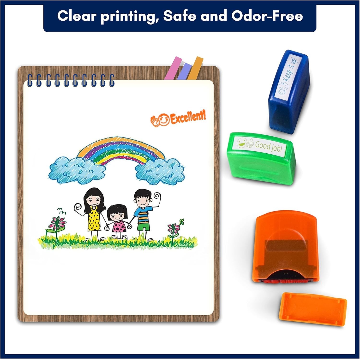 8 Piece Colorful School Teacher Self Inking Reward Stamps W/ Parent Signature