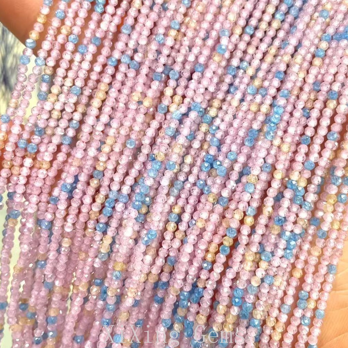 2mm Dopamine Pink Blue Faceted Mixed Natural Zircon Beads for Jewelry Making DIY