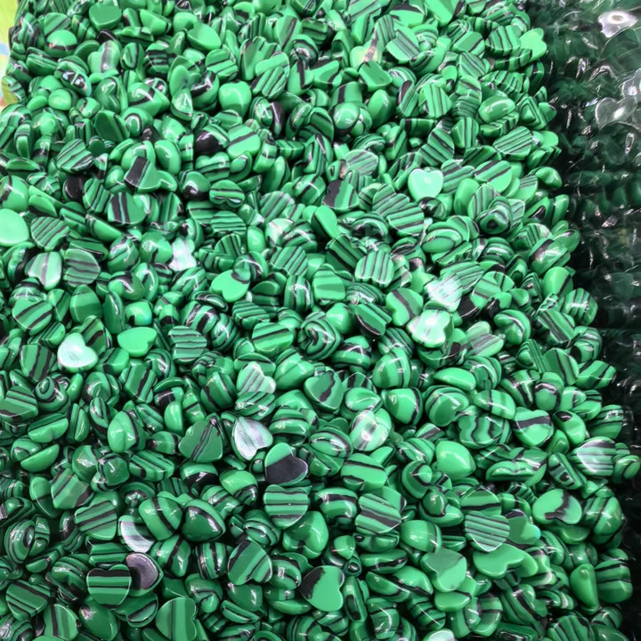 50pcs 4mm Artificial Malachite Stone Heart CAB CABOCHON Jewelry Making No Hole