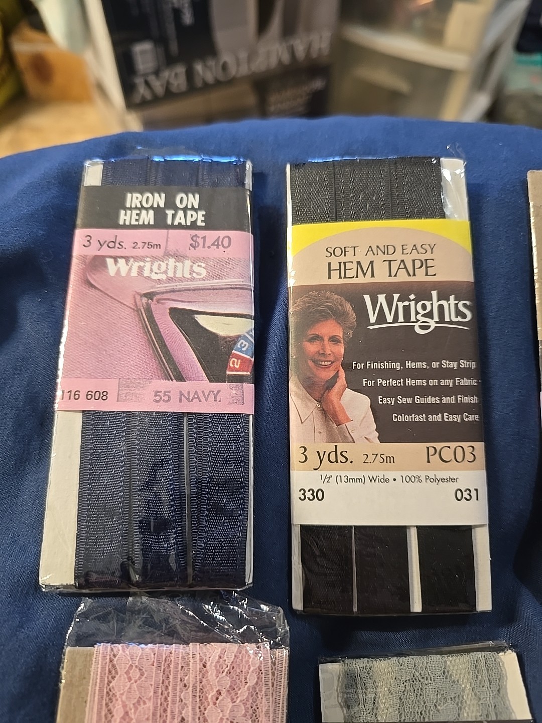 6 Pack Hem Tape Lot – Assorted Colors & Styles None Sealed All Used Lace & Solid
