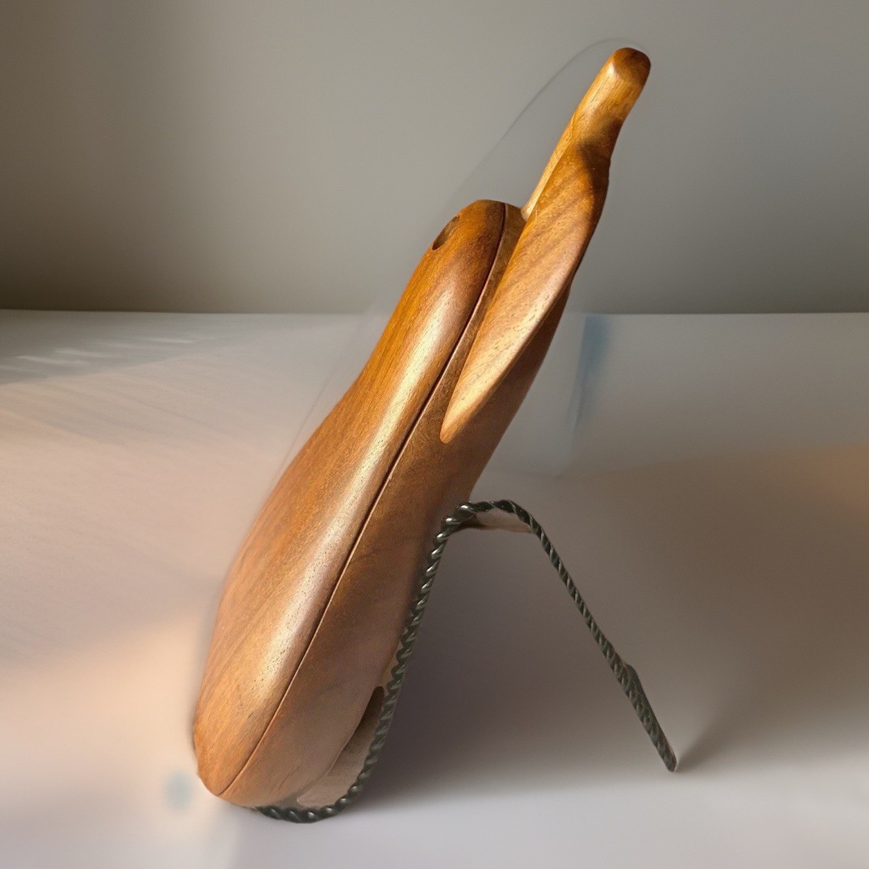 Two Piece Handcrafted Wooden Interlocking Pear Shaped Box 7.75” X 5” WELL MADE