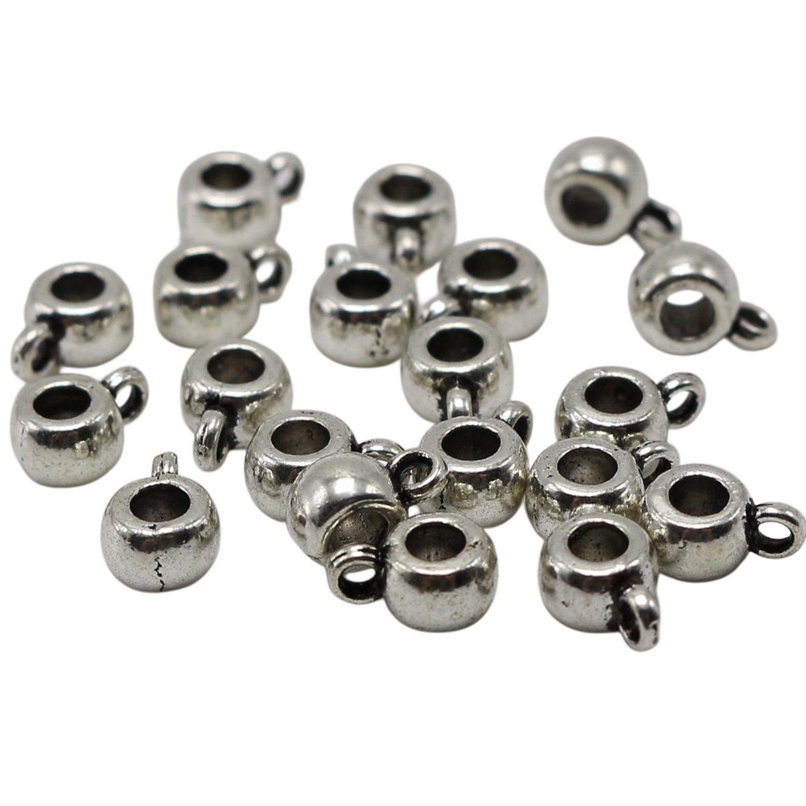 50 Tibetan Silver Smooth Bails 12X8mm Charm Beads Craft Pendant Hanger Links
