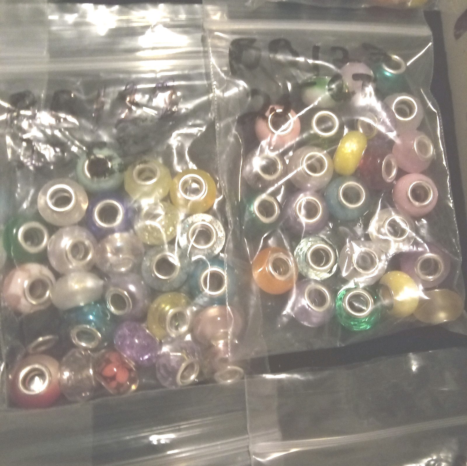 Large Hole European Beads Multi-Colors Silver lined. Item # A112 (25 count)