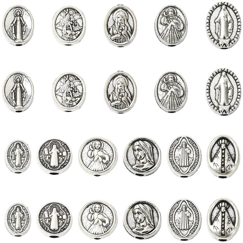 110pcs Metal Jesus Virgin Mary Holy Prayer Beads Tibetan Beads for DIY Craft