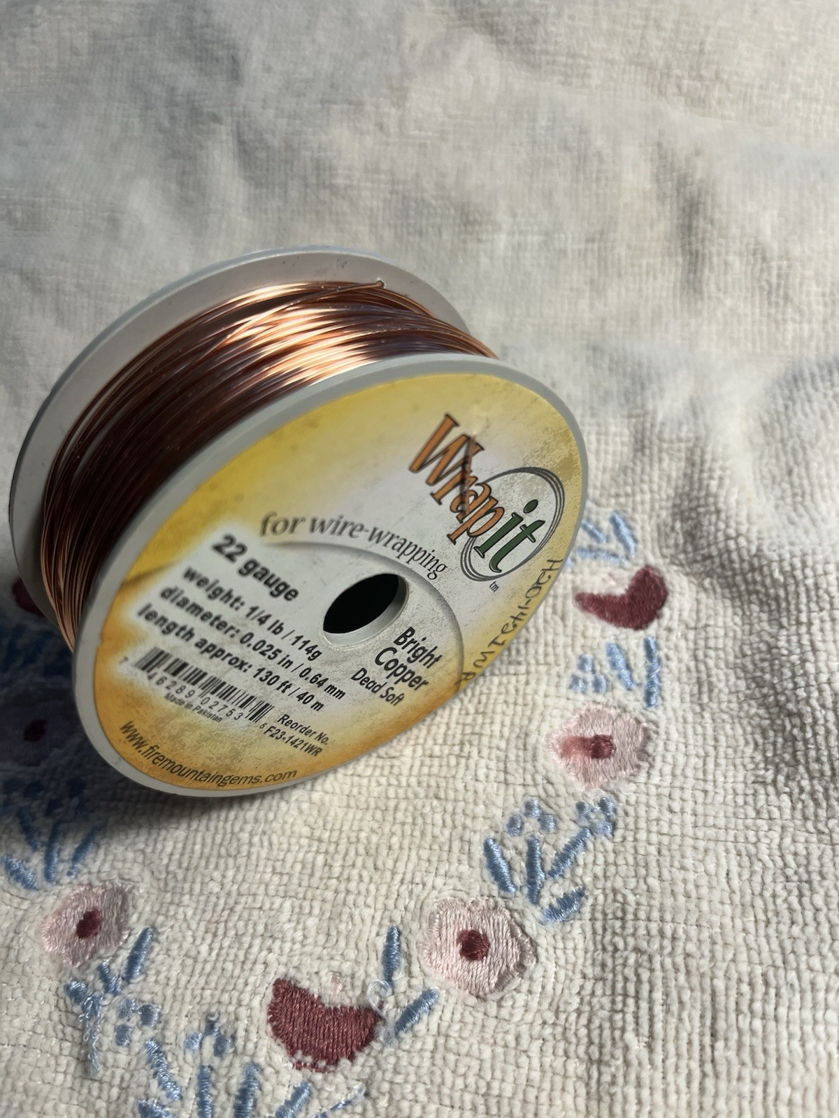Wrap it Bright Copper Wire 22 Gauge Dead Soft Spool 130ft .025″(.64mm) Unused
