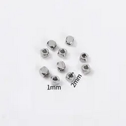 Faceted Square Spacer Beads -2mm Stainless Steel Hole Bead Jewelry Making 100PCS