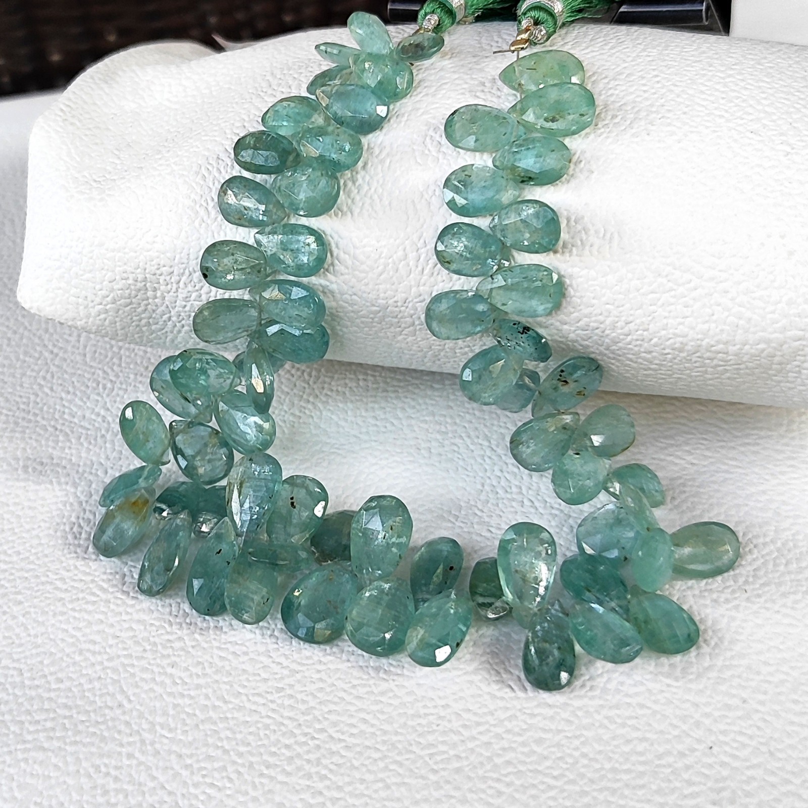 Aqua Blue Kyanite Gems 9×6 to 13×8 mm Pear Cut Briolette 10 ” Strand