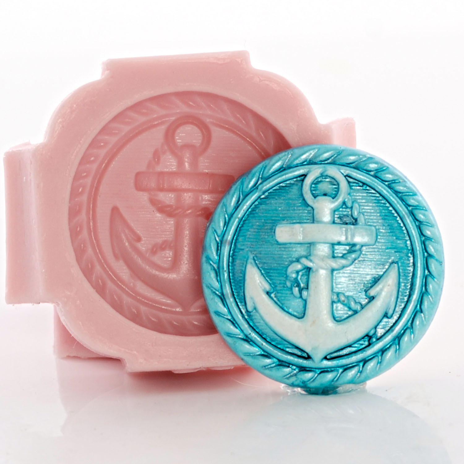 Silicone Nautical Anchor Button Mold Resin Clay Jewelry Fondant Mint Mold (730)