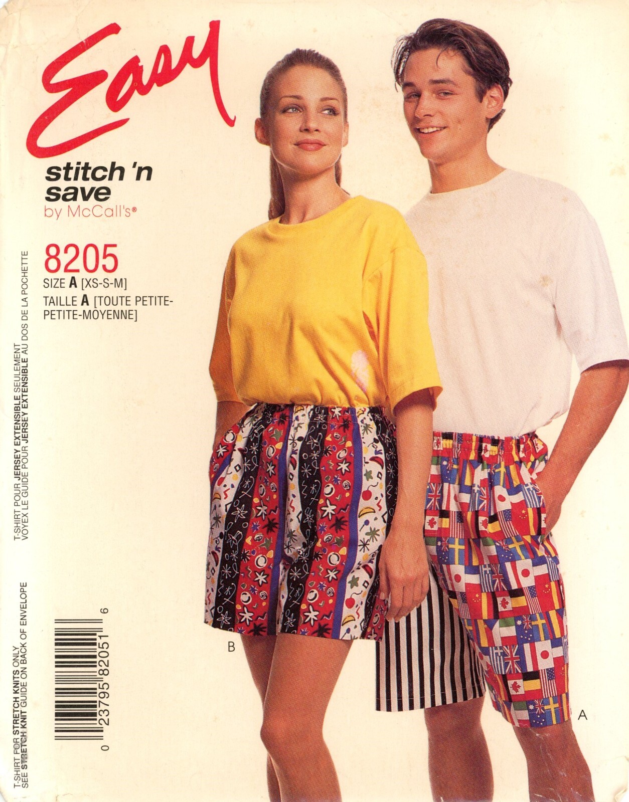 McCall’s EASY Stitch & Save 8205 UNISEX Boxer Shorts & Jams, T-Shirt Sz XS-M UC