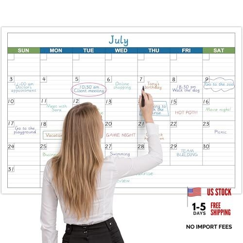 Large Dry Erase Calendar – Undated 1 Month Dry 40″ x 28″ Dry Erase Calendar