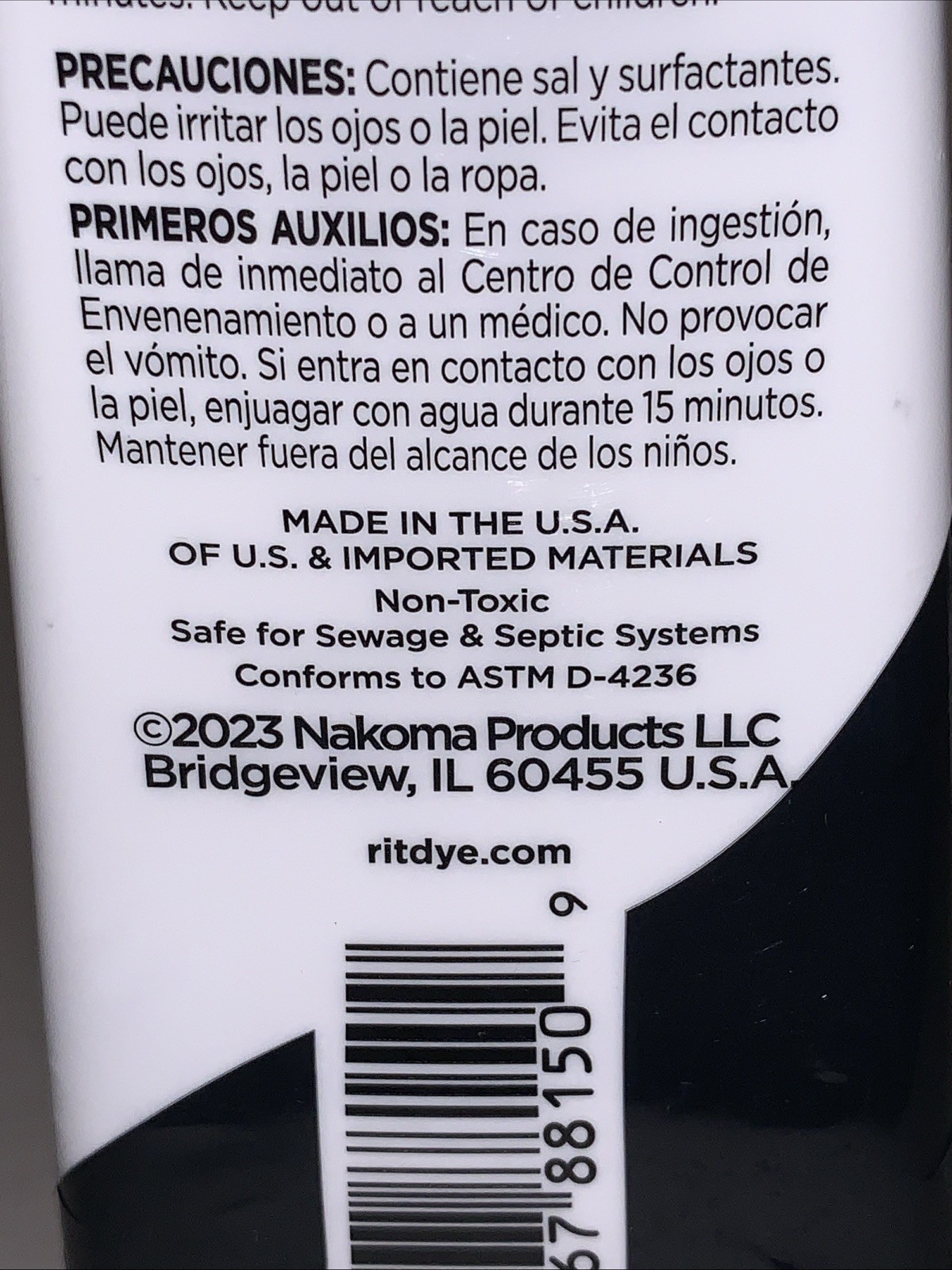 Rit Black Liquid Fabric Dye 8oz Versatile Non Toxic for Clothes and Accessories