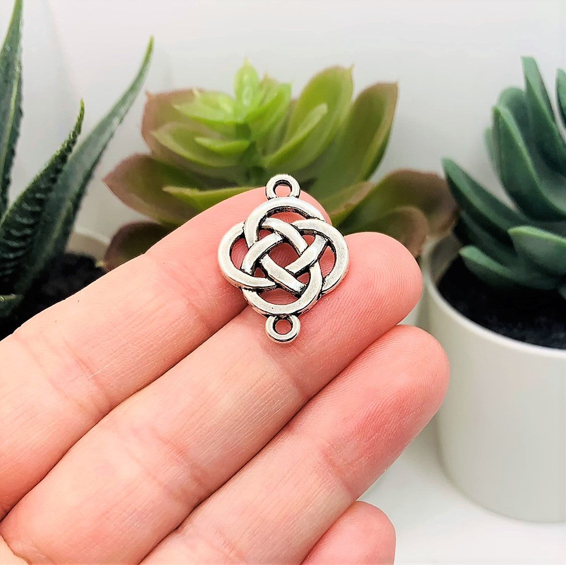 Silver Celtic Knot Connector Charms, 25x18mm – US Seller