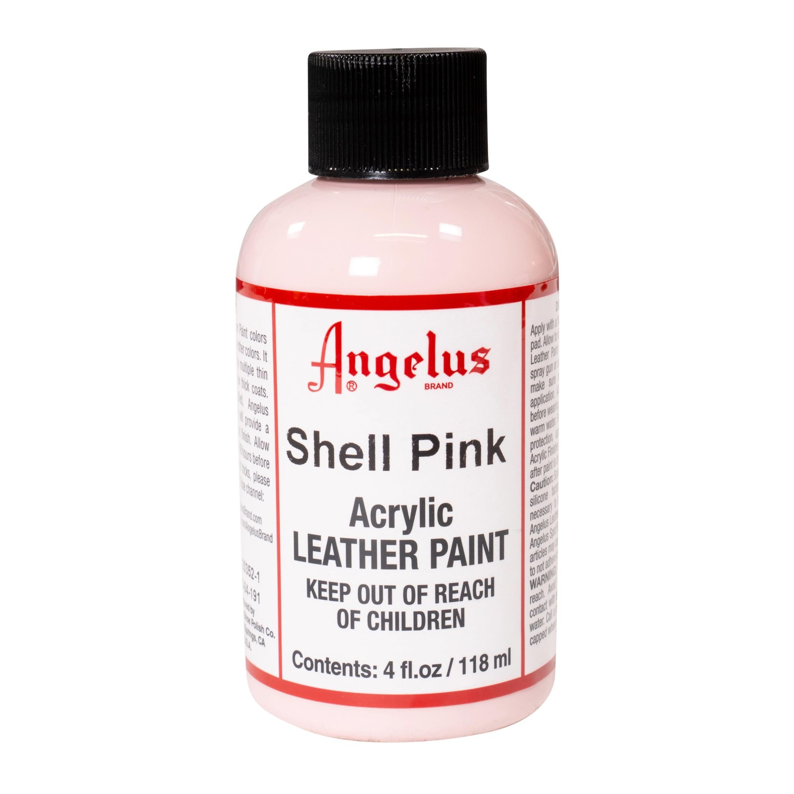 Angelus Acrylic Leather Paint, 4 oz., Shell 4 Fl Oz (Pack of 1), Pink