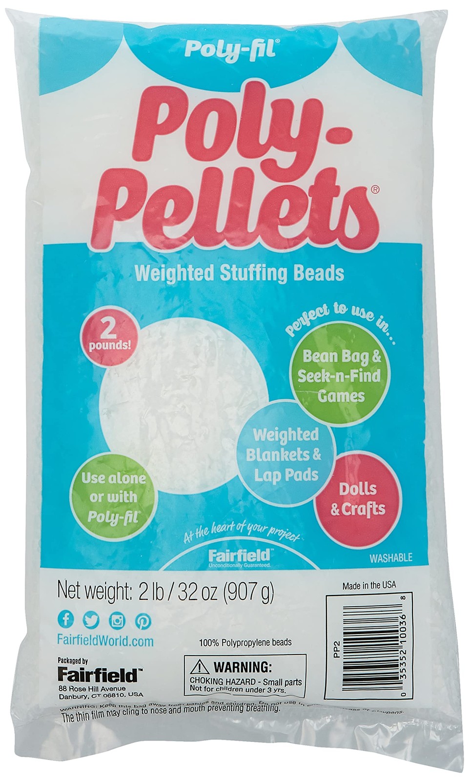 32 oz Multicolor Poly Pellets for Crafts Weighted Stuffing Washable Safe USA