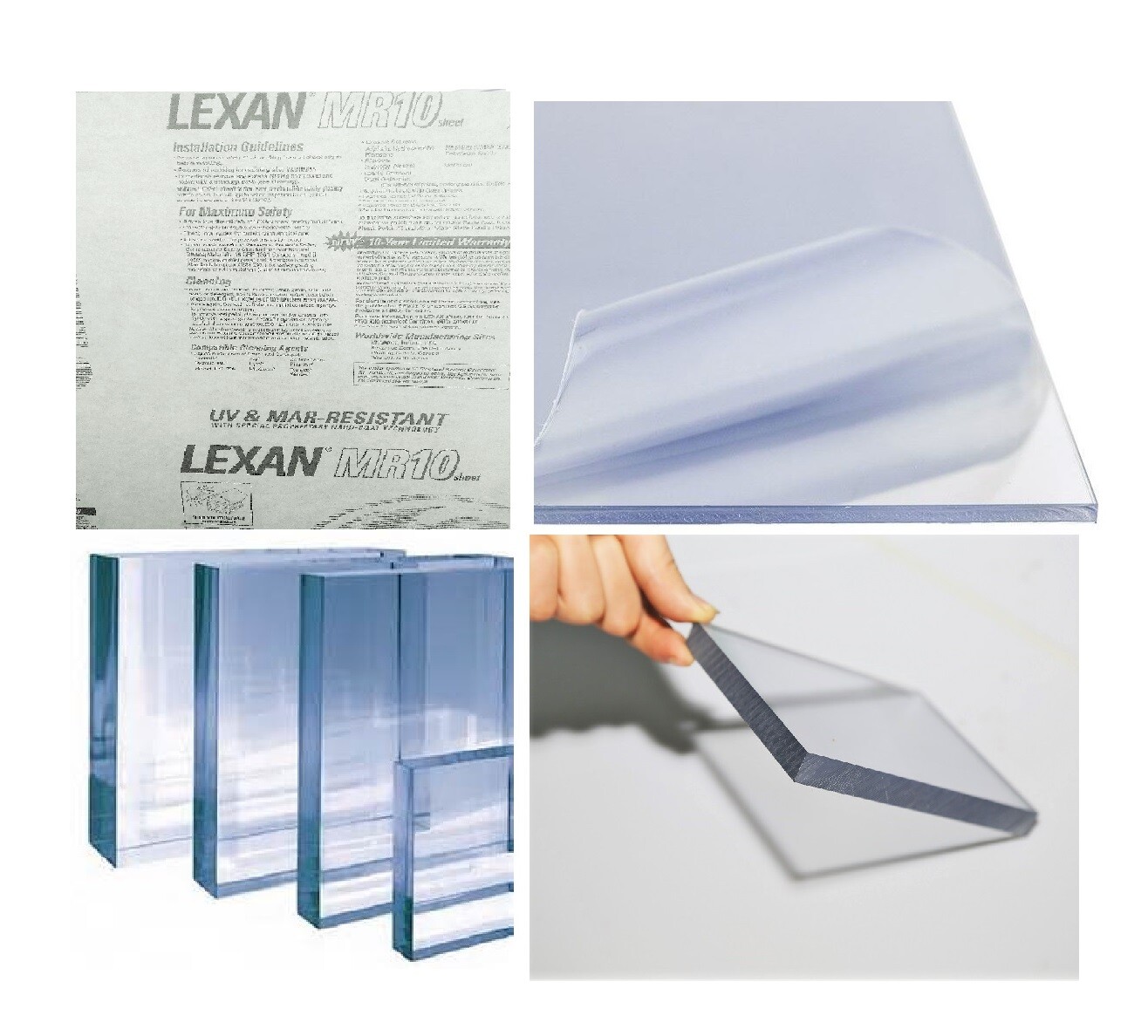 MR-10 Lexan Polycarbonate Clear Sheet UV Plastic Scratch-Free WindShield Margard