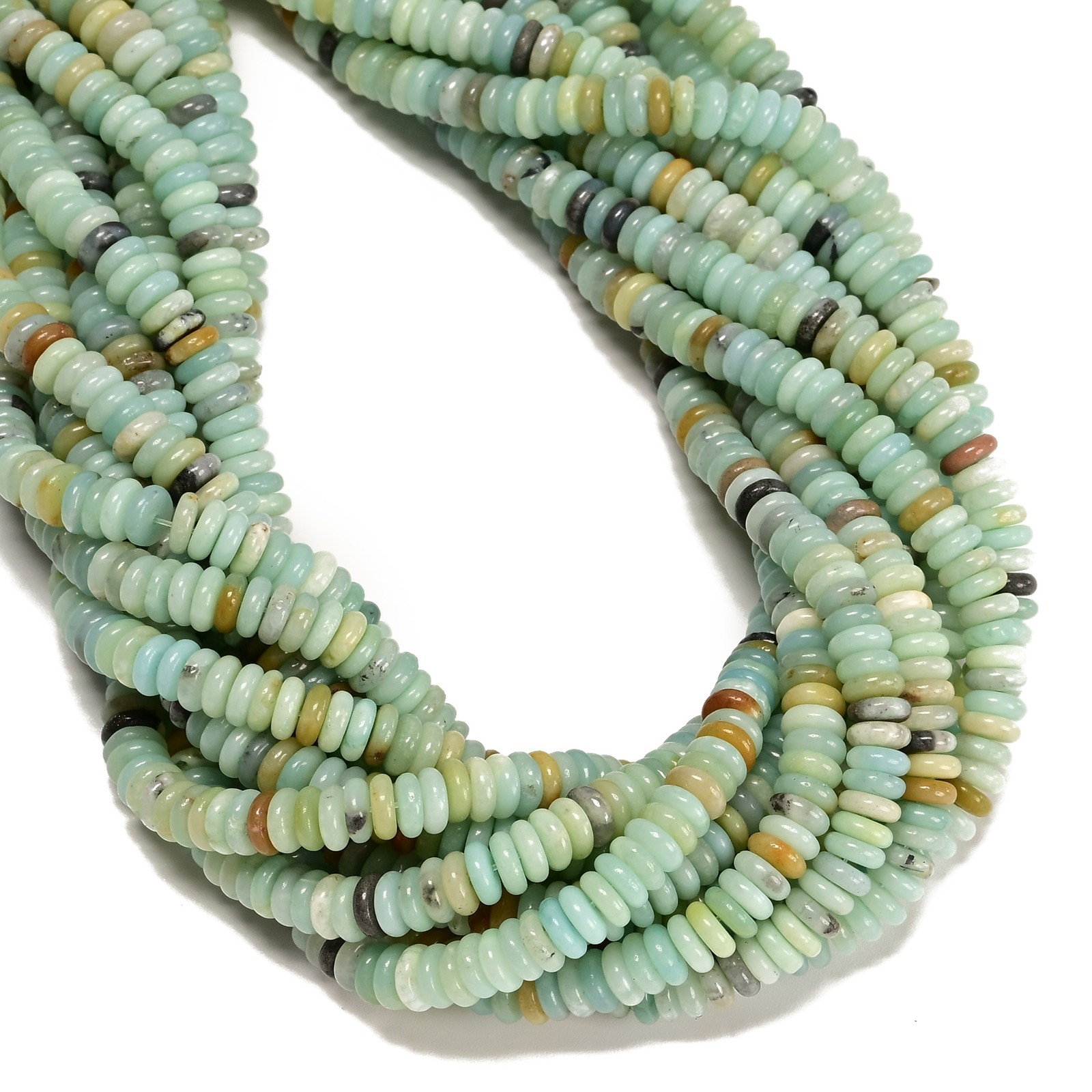 Natural Multi-color Amazonite Smooth Rondelle Beads Size 2x6mm 15.5” Strand