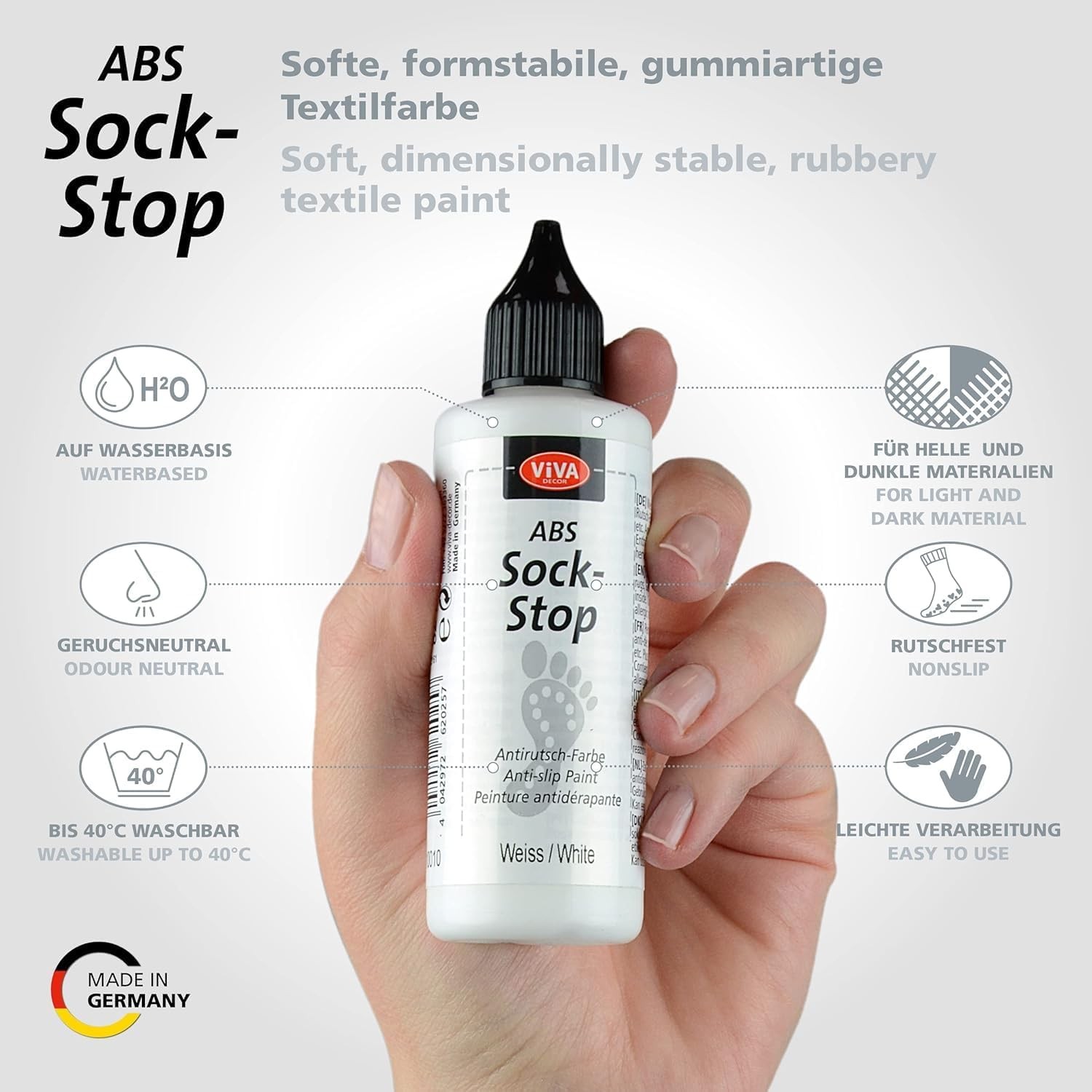 VIVA DECOR Sock Stop 2 x 3.04 fl oz – Clear 6.08 Fl Oz (Pack of 1), 2 x