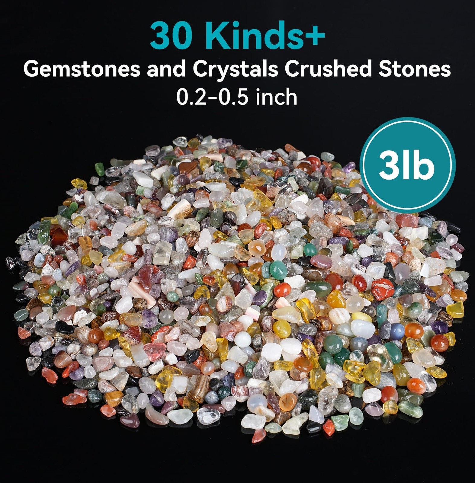 800Pcs+ (3lb) Gemstones and Crystals Set, 30 Kinds+ Crystals Bulk and Mineral…
