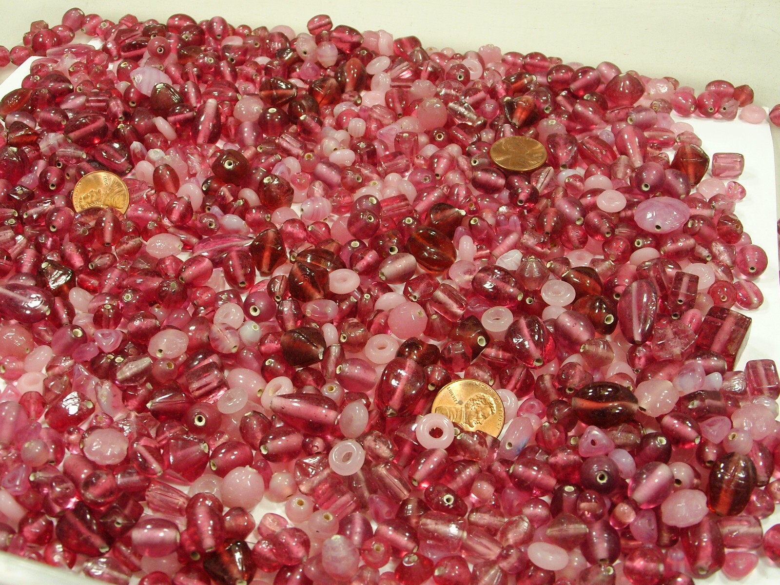 2 Pounds Assorted Shapes and Sizes India Handmade Pink Glass Beads Bulk (GV-3B)