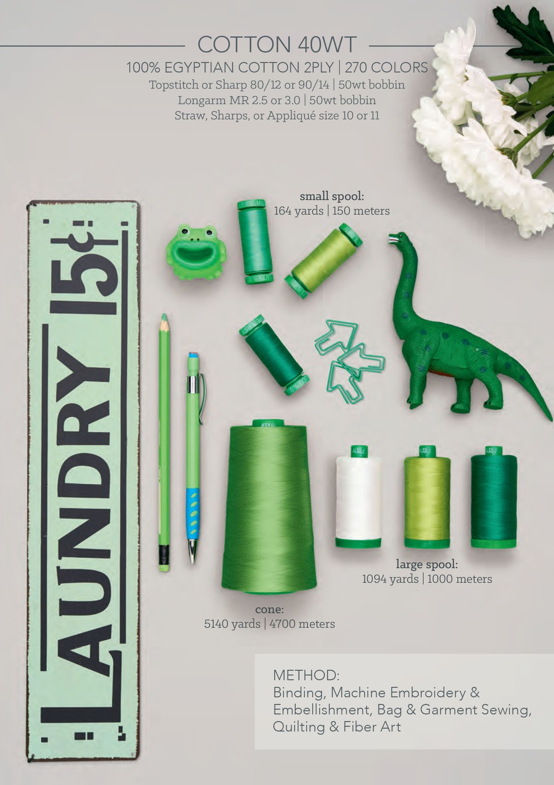 Spring Green – Variegated 3320 | 40wt Large Spool 1000M / 1094Y | Aurifil
