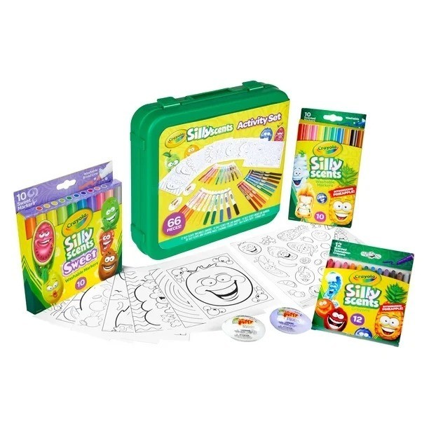 Crayola Kids Activity Set 66 Pc Case Silly Scents Markers Crayons Non-Toxic New