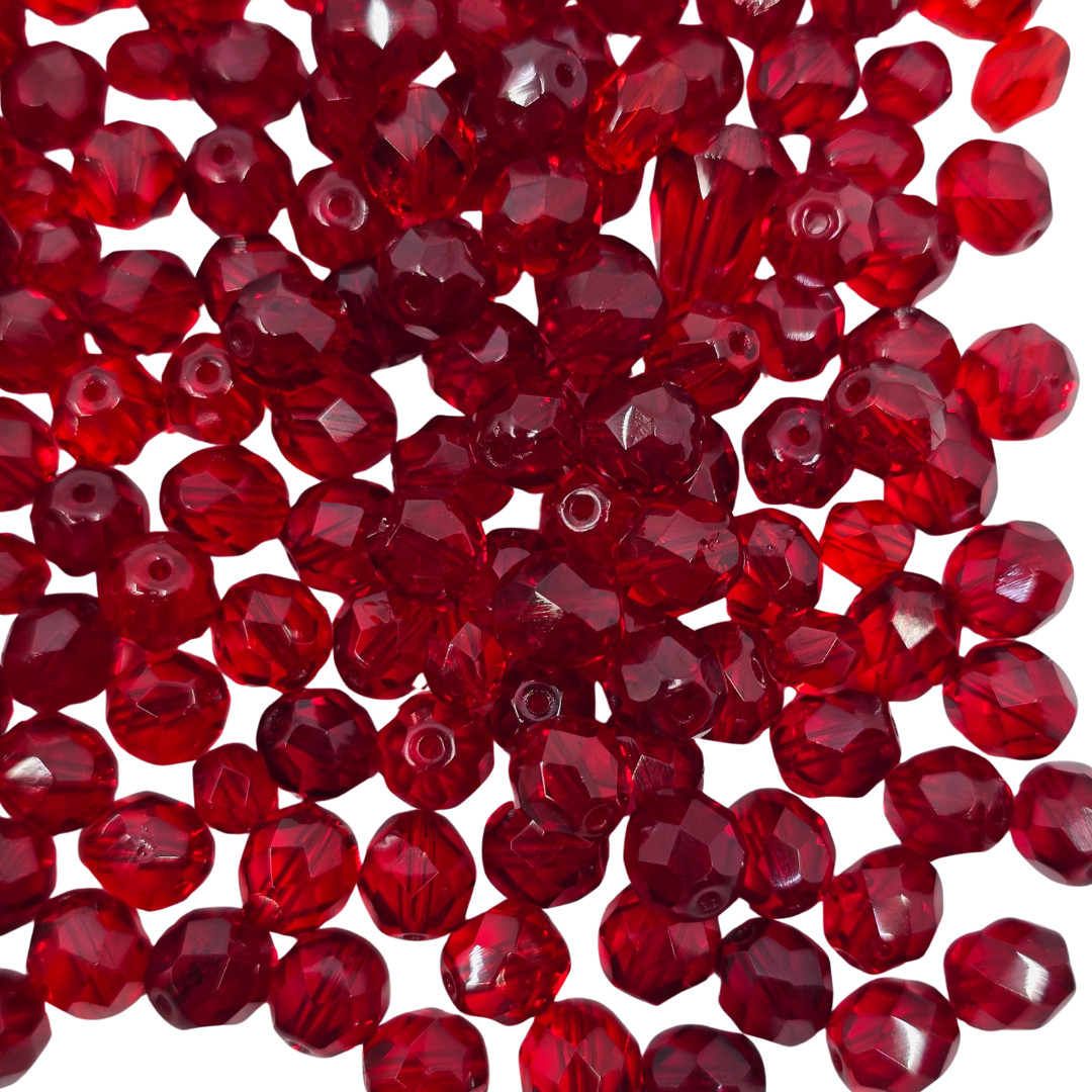 Czech Vintage Red Faceted Glass Beads Shape & Size Varies 188grams