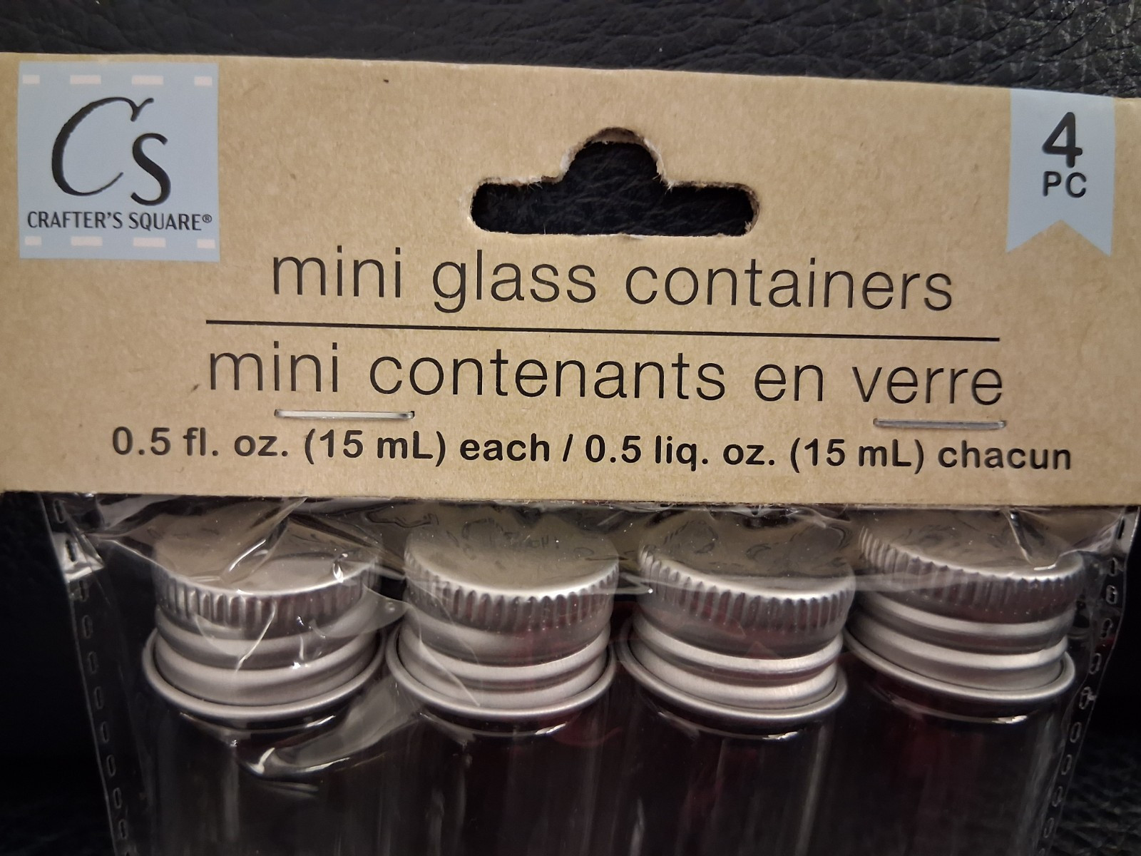 MINI Glass Containers with Metal Screw On Lids 0.5 fl.oz. Set of 4