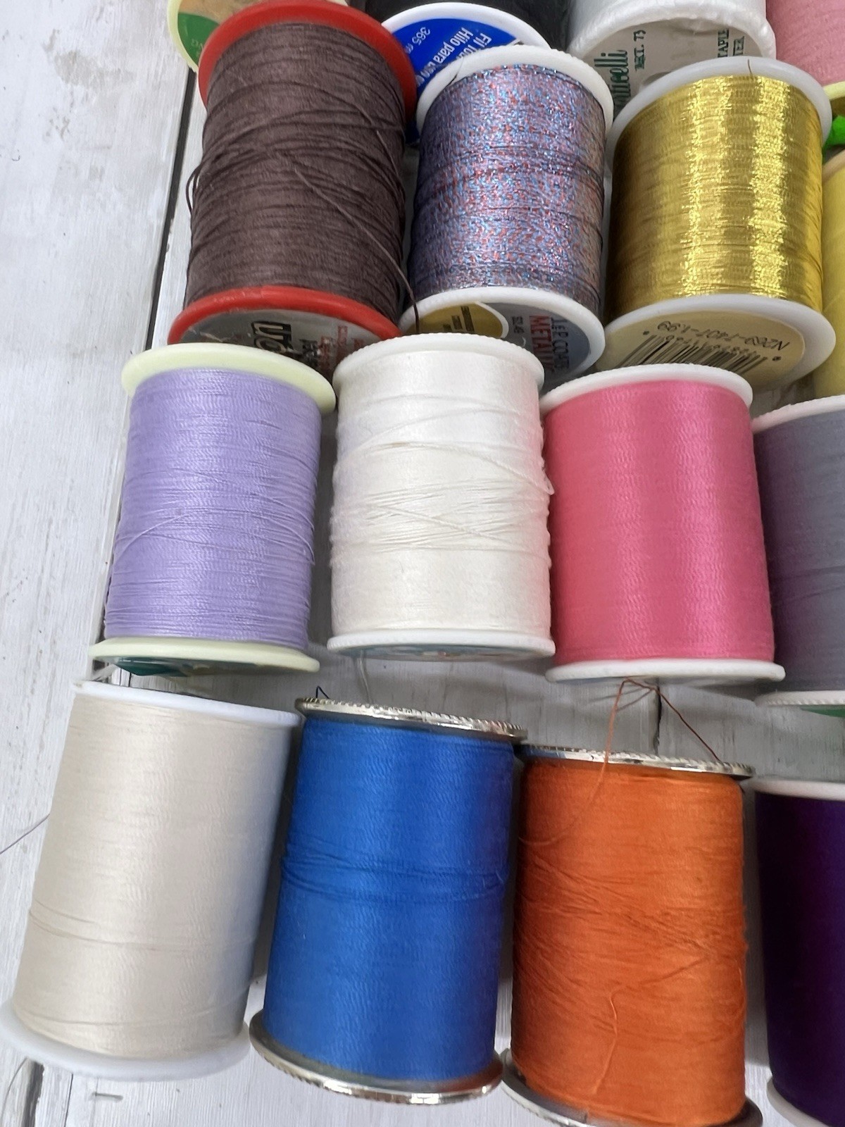 Sewing Thread Spools Mixed Colors Some Vintage Various Brands Colors Lot of 50