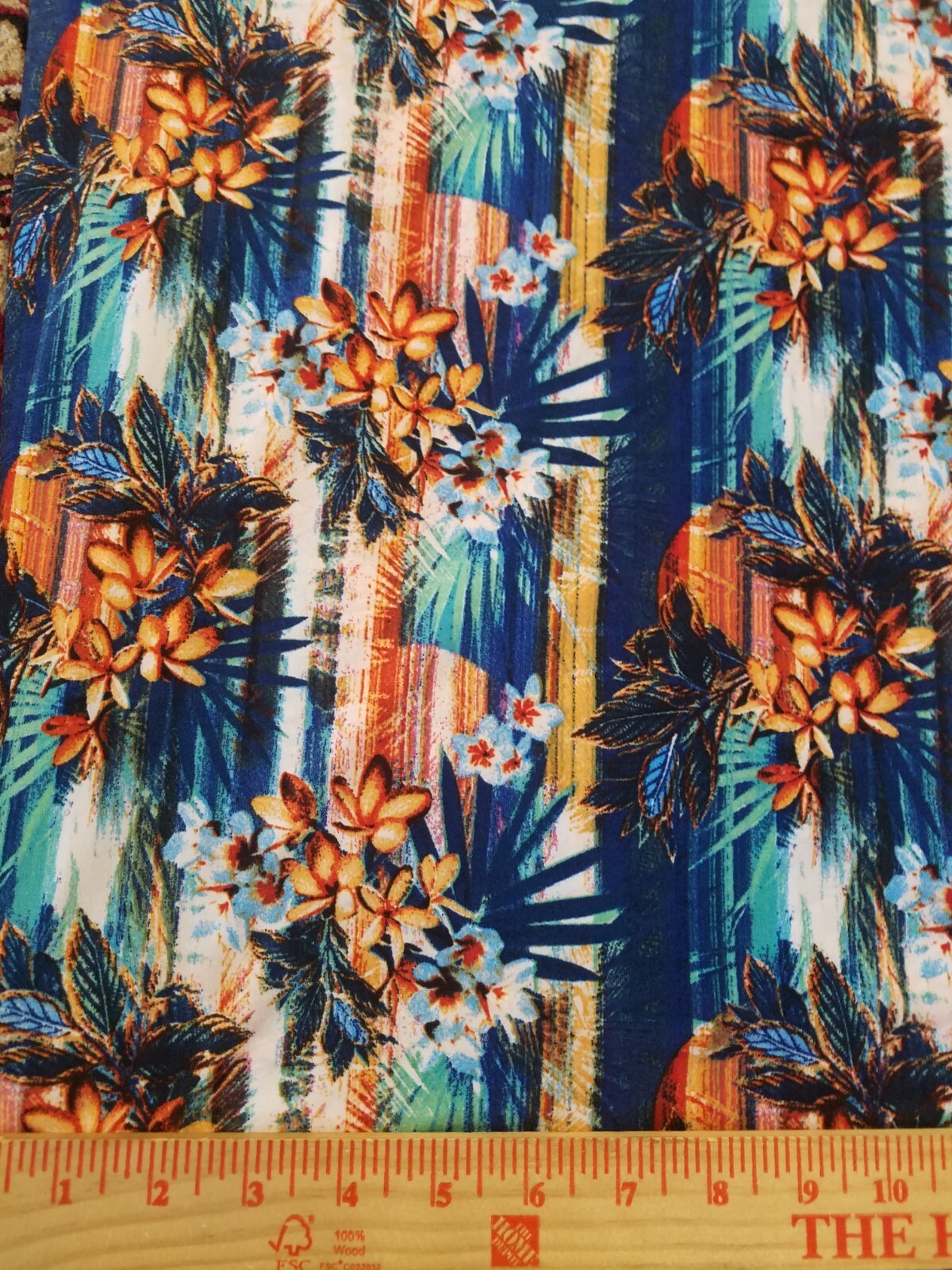 Blue floral Printed spandex stretchable Fabric wrinkle resistant 60” W Sold BTY